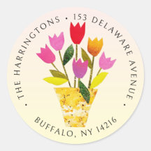 Cute Retro Tulips Hand-Illustrated Return Address