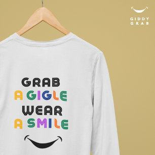 Cute Retro Typography Giggle & Smile Simple Cosy T-Shirt