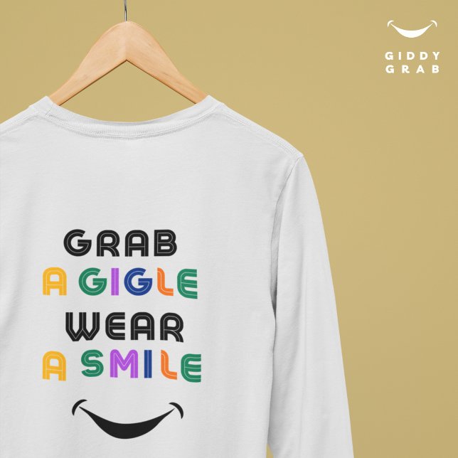 Cute Retro Typography Giggle & Smile Simple Cosy T-Shirt (Creator Uploaded)