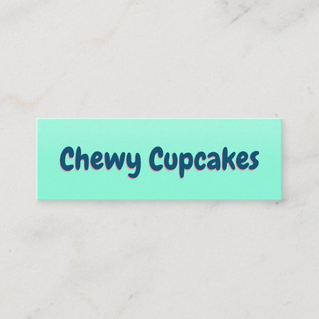 Cute retro typography mint sweet bakery cupcakes mini business card (Front)