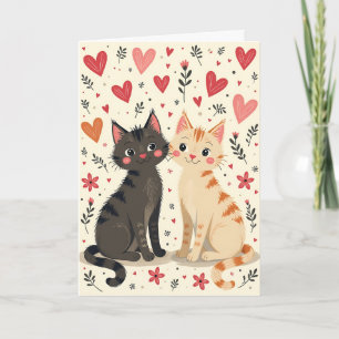 Cute Retro Valentine Cats Card