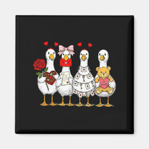 Cute Retro Valentine Silly Gooses Duck Love Couple Magnet