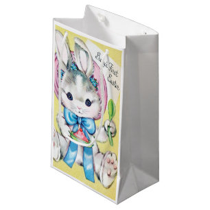 Cute retro vintage baby's first Easter party Small Gift Bag