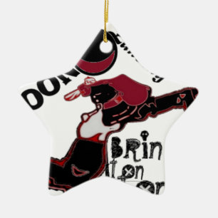 Cute retro vintage Bring it On Moon Landing HoHoHo Ceramic Tree Decoration