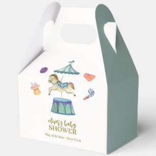 Cute Retro Vintage Carousel Carnival Baby Shower  Favour Box