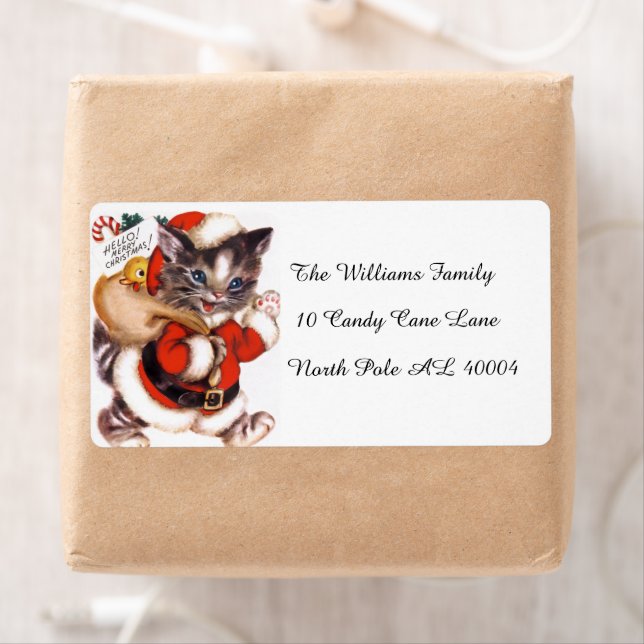 cute retro vintage Christmas cat (Insitu)