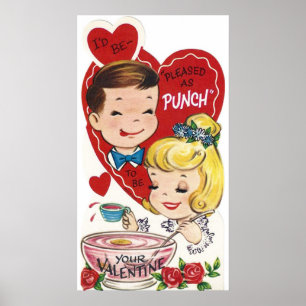 Cute retro vintage couple Valentine poster