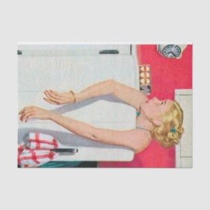 cute retro vintage decoupage lady cooking  tissue paper