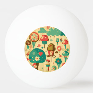 Cute retro vintage design kids Ping Pong Paddle Ping Pong Ball
