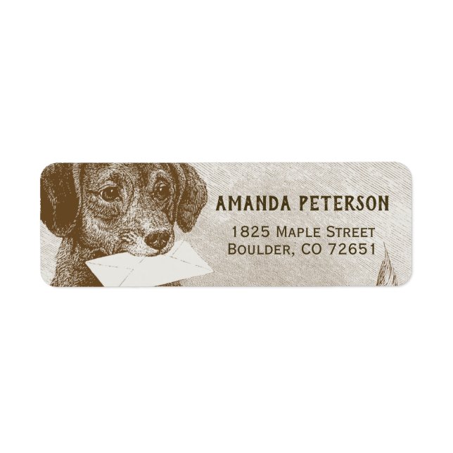 Cute Retro Vintage Dog Return Address (Front)