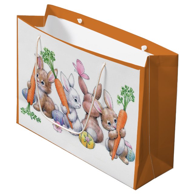 Cute retro vintage Easter bunnies party bag (Front Angled)