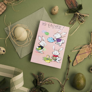 cute retro vintage Easter bunnies Postcard