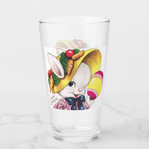 cute retro vintage Easter bunny Holiday Glass