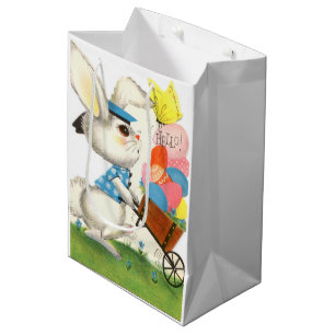 Cute retro vintage Easter bunny  Medium Gift Bag