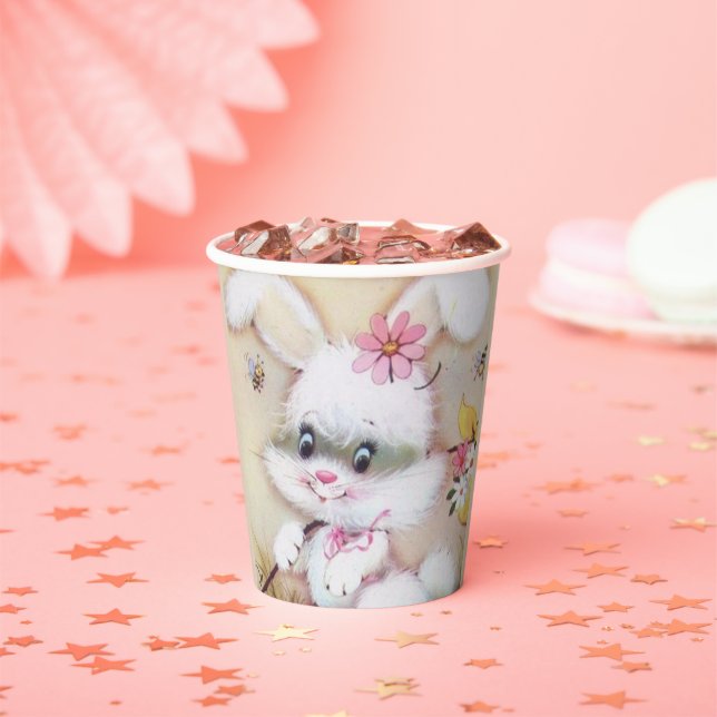 cute retro vintage Easter bunny party  Paper Cups (Insitu)