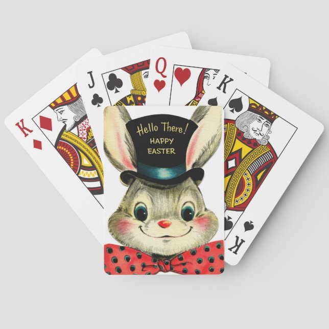 Cute retro vintage Easter bunny Playing Cards (Back)