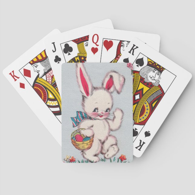 Cute retro vintage Easter bunny Playing Cards (Back)