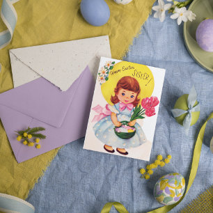 Cute retro vintage Easter Sister postcard