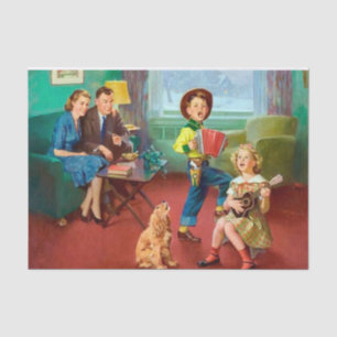 cute retro vintage Family decoupage Tissue Paper