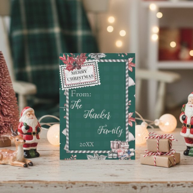 Cute Retro Vintage Green Chirstmas Card (Creator Uploaded)