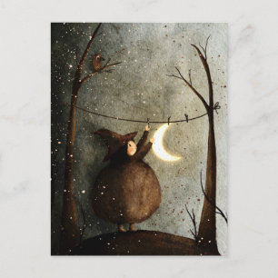 Cute Retro Vintage Halloween - Hanging the Moon Postcard