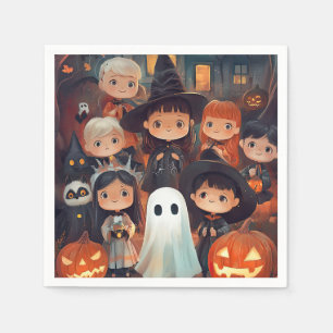 Cute Retro Vintage Halloween Kids Ghost Pumpkin Napkin