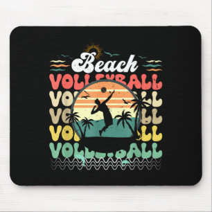 Cute retro vintage hawaii beach volleyball sunset mouse pad