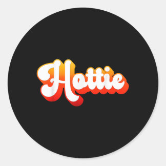 Cute Retro Vintage Hottie Classic Round Sticker