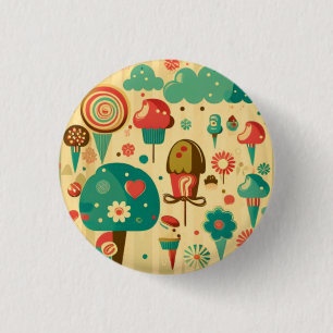 Cute retro vintage ice creams 3 cm round badge