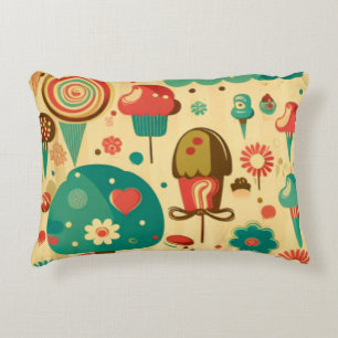 Cute retro vintage ice creams decorative cushion
