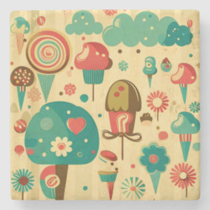 Cute retro vintage ice creams stone coaster