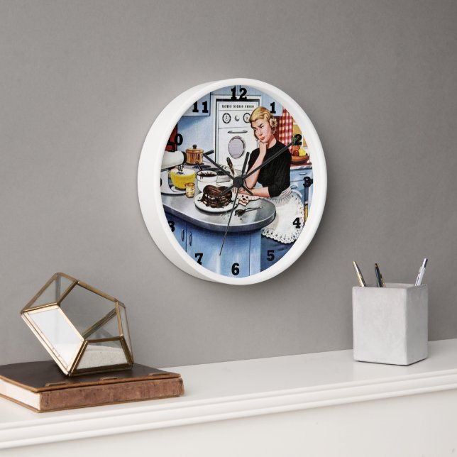 Cute retro vintage kitchen lady clock (Office)