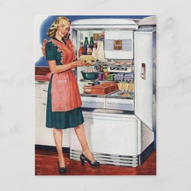 Cute retro vintage lady kitchen postcard (Front)