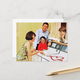 cute retro vintage laundry room postcard