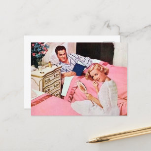 cute retro vintage man woman postcard