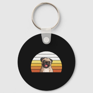 Cute Retro Vintage Pug Dog For Dog Best Friend Key Ring