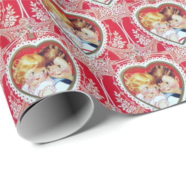 cute retro vintage Valentine party Wrapping Paper (Roll Corner)