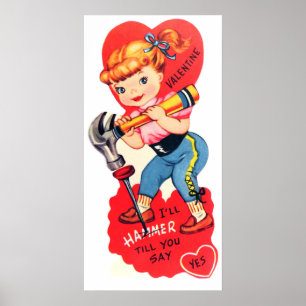 Cute retro vintage Valentine poster