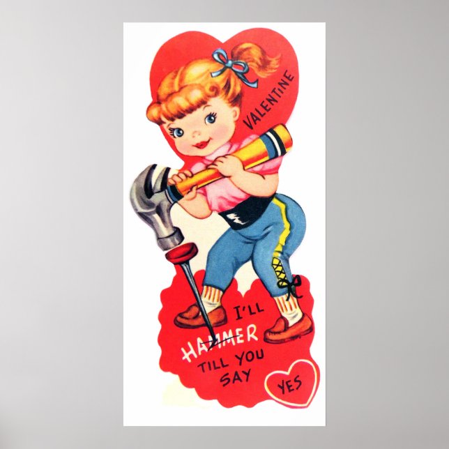 Cute retro vintage Valentine poster (Front)