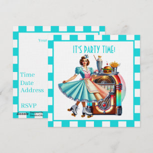 Cute retro waitress party  invitation