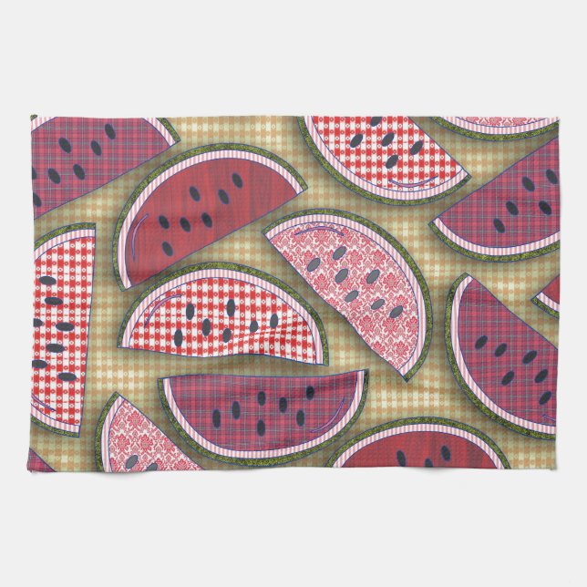 Cute Retro Watermelons Tea Towel (Horizontal)