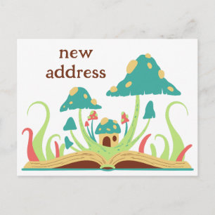 Cute Retro Whimsical Colourful We Have Moved  Postcard