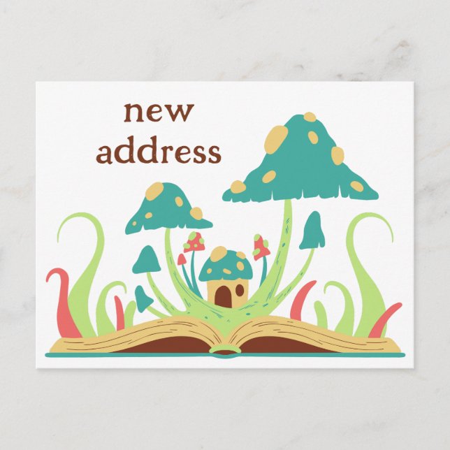 Cute Retro Whimsical Colourful We Have Moved  Postcard (Front)