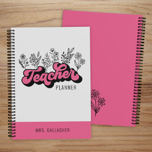 Cute Retro Wildflower Boho Teacher Planner
