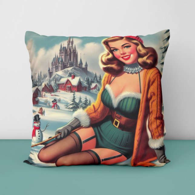 Cute Retro Winter Pin-up Cushion (Creator Uploaded)