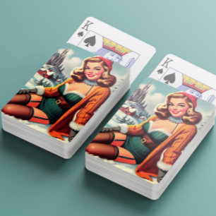 Cute Retro Winter Pin-up Playing Cards