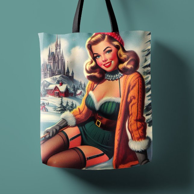 Cute Retro Winter Pin-up Tote Bag (Creator Uploaded)