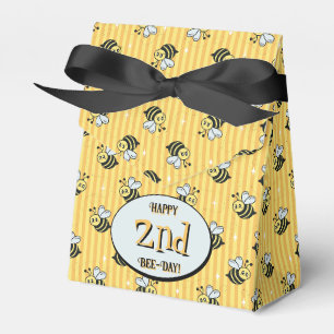 Cute Retro Yellow Striped Bumblebee Birthday Favour Box