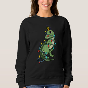 Cute Rex dinosaur as a Christmas tree Sweatshirt