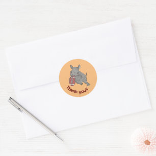 Cute Rhino American Football Thank you Stickers